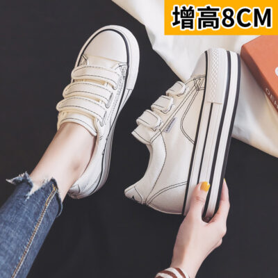 Bên Trong Tăng Chiều Cao 8 Cm Giày Nữ Mùa Thu 2023 Mới Đáy Dày Khóa Dán Phiên Bản Hàn Quốc Lười Học Sinh giày Trượt Băng