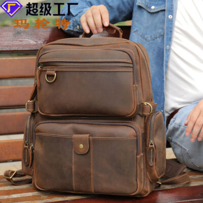 Marant Mới Da Ngựa Túi Nam Túi Da Nam Công Suất Lớn Du Lịch Ngoài Trời Ba Lô