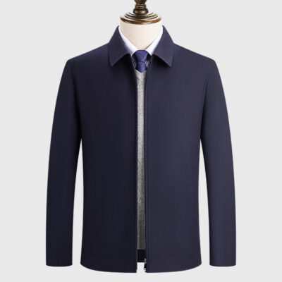 Nam Bốn Mùa Worsted Áo Khoác Len Nhân Vật Cổ Điển Ve Áo Kinh Doanh Nhẹ Sang Trọng Áo Khoác