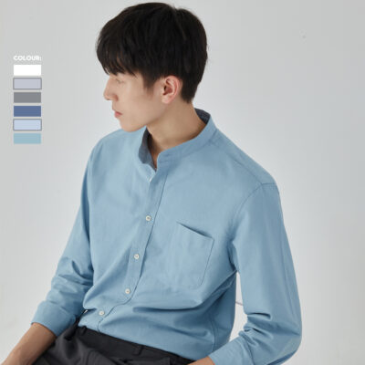 Áo Sơ Mi Nam Xu Hướng Xuân Thu 2023 Xu Hướng Hàn Quốc Phong Cách Công Sở Trang Trọng Cổ Nhỏ Đứng Áo Sơ Mi Trắng Áo Khoác Dài Tay
