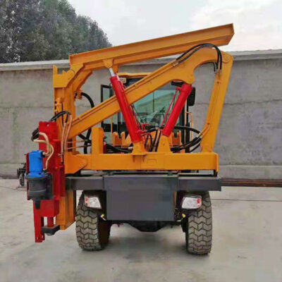 Máy đóng cọc lan can bảo vệ đường cao tốc carbon kéo khoan lan can máy đóng cọc thủy lực tất cả trong một