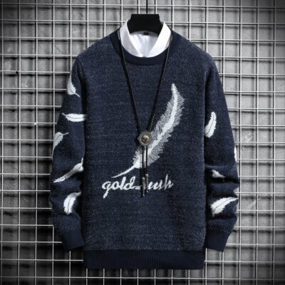 Áo len mohair ngoại thương bán buôn mùa đông 2023 sản phẩm mới bán buôn thời trang cổ tròn áo len nam thể thao