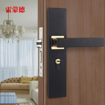 Khóa cửa phòng màu đen vàng đen tay nắm cửa gỗ đơn giản văn phòng tại nhà bộ Khóa cửa cách âm