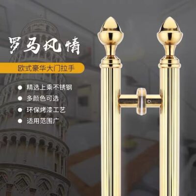 Tay nắm cửa sang trọng cửa kính cửa gỗ kéo thủ công bằng đồng đỏ hoa hồng vàng đen titan vàng Châu Âu khách sạn cửa