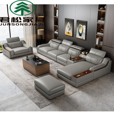 Nhà máy bán hàng trực tiếp sofa da kết hợp phòng khách hiện đại đơn giản sofa chức năng căn hộ lớn sofa góc hình chữ L bằng da nghệ thuật