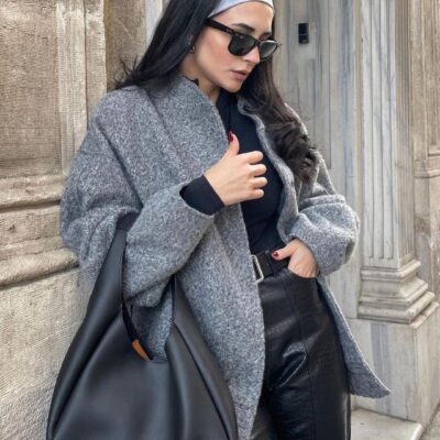 Amazon AliExpress Wish2023 Mùa Xuân Nữ Cao Cấp Đa Năng Cổ Áo Khoác Bomber Cổ Đứng Ẩn Phối Nút