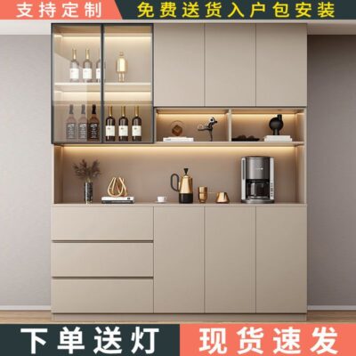 Tủ búp phê tủ cao tích hợp đèn tường nhà sang trọng phòng khách tủ rượu nhà hàng tủ chè tủ bếp đựng đồ