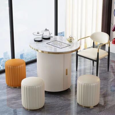 Bàn trà ban công mới bàn ghế tròn văn phòng nhẹ nhàng sang trọng Bàn trà một bộ Bàn trà mặt đá đơn giản hiện đại