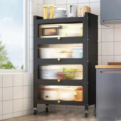 Giá bếp cao từ sàn đến trần tủ để đồ gia vị tủ để đồ bát đĩa tủ phụ ăn uống gia đình nhiều lớp chống bụi