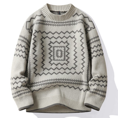 Thương mại nước ngoài mùa thu và mùa đông mới áo len cổ tròn áo len chui đầu hoa văn áo len trẻ trung thời trang giản dị áo len cá tính