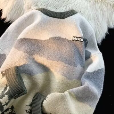 Nine Deer King Stitching Áo len màu tương phản Nam và Nữ Nhật Bản dáng rộng Phiên bản Hàn Quốc Retro Đa năng Áo len chất lượng cao Áo khoác ngoài