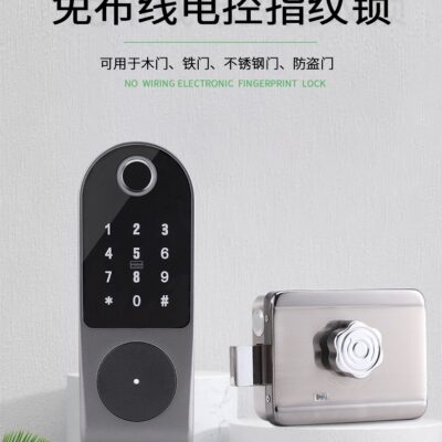 Chống trộm cửa vân tay mật khẩu cửa gỗ quẹt thẻ miễn phí dây inox chung cư cửa sắt khóa cửa thông minh khóa đầu bò kiểu cũ