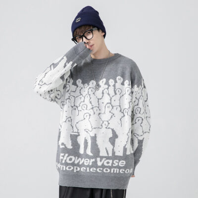 Áo Len Mới 2021 Nam Rộng Plus Nhung Dày Dặn Thu Đông Phong Cách Hàn Quốc Hợp Thời Trang Đáy Áo Len Dệt Kim Áo Khoác