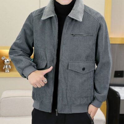 Áo Khoác Nỉ Áo Khoác Nam Dày Sherpa Mùa Đông Ren Định Cổ Lông Áo Khoác Nam Bán Buôn