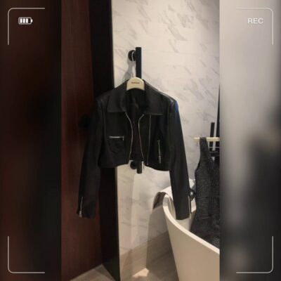 Tự làm ngắn da đen của phụ nữ thương hiệu thời trang Mỹ xe máy quần áo mỏng phù hợp với áo khoác ngắn PU chiên đường phố phù hợp với áo khoác pu