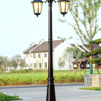 Đèn sân vườn hai đầu cổ điển theo phong cách châu Âu 3 mét đèn led bố trí sân vườn đèn cảnh quan cộng đồng công viên đèn đường nhà máy bán hàng trực tiếp