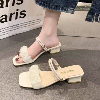 Giày Sandal Nữ Mùa Hè 2023 Mới Giày Gót Dày Gót Nhẹ Sang Trọng Kiểu Pháp Gót Giữa Phong Cách Cổ Tích Xăng Đan Xăng Đan Hai Dép Và Xu Hướng