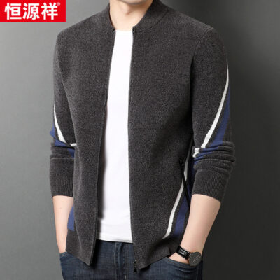 Hengyuanxiang áo khoác bóng chày nam cổ áo len giản dị tuổi trung niên xu hướng mới lỏng lẻo của bố đan áo len nam quần áo