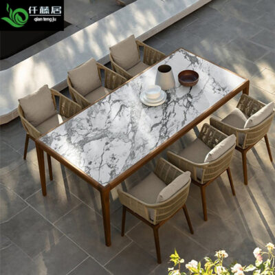 Bắc Âu Bàn Ghế Ngoài Trời Ngoài Trời Gỗ Chắc Chắn Bàn Tròn Chống Thấm Nước Bàn Dài Sân Vườn Bàn Vuông Nội Thất Gỗ Tếch Chống Ăn Mòn