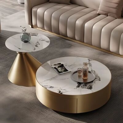 Bàn trà đẹp phiến đá bàn cà phê thiết kế theo phong cách wabi-sabi cao cấp căn hộ nhỏ bàn cà phê Tủ TV tròn kết hợp bàn phụ