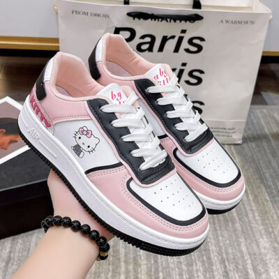 Mùa xuân cô gái kitty doanh giày thể thao màu hồng dễ thương nữ ins phong cách Nhật Bản cô gái mềm mại Hello Kitty giày thể thao tất cả các trận đấu