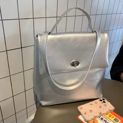 Túi Niche bag nữ mùa hè 2023 mới màu bạc sức chứa lớn ba lô đi học ba lô sinh viên đại học phù hợp mọi lứa tuổi