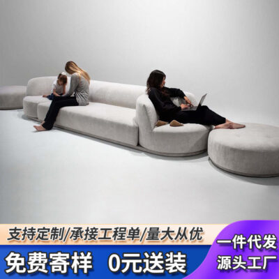 Nhà thiết kế sofa xoay Ý tối giản phòng khách phẳng lớn sofa căn hộ lớn sofa vải Ý