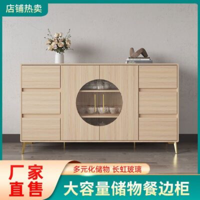 đẹp sang trọng cao cấp bằng gỗ nguyên khối kiểu gỗ phòng khách tủ búp phê hiện đại tối giản tường nhà cửa kính tủ trà