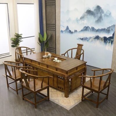 Bàn trà gỗ nguyên khối kết hợp Bàn trà văn phòng bộ đầy đủ Bàn trà mới của Trung Quốc bàn cà phê bàn lưỡng dụng hai trong một
