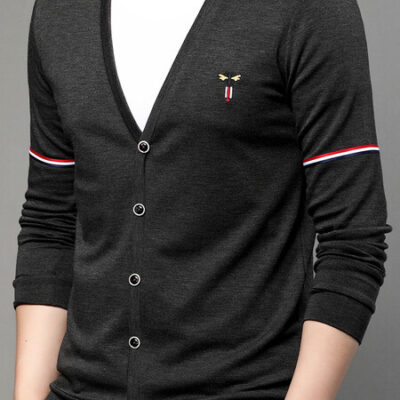 Áo khoác len dệt kim cổ chữ V cho nam Áo khoác len nam trung niên một mảnh thay mặt cho tóc