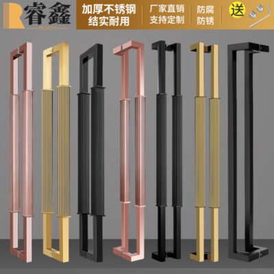 Trung Quốc phong cách đơn giản Tay nắm cửa câu lạc bộ khách sạn Tay nắm cửa kính Tay nắm cửa tiếp xúc với thép không gỉ tay cầm lớn titan vàng