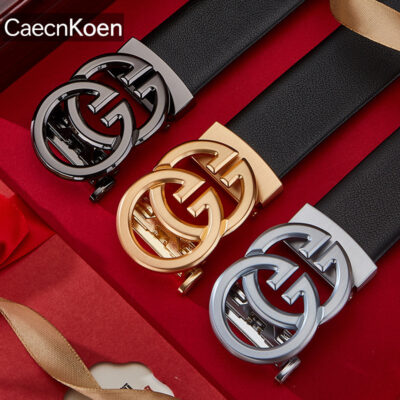 CaecnKoen Thắt Lưng Nam Da Khóa Tự Động Phong Cách Doanh Nhân Da Bò Nguyên Chất Cao Cấp Cao Cấp Quần Thắt Lưng Nam