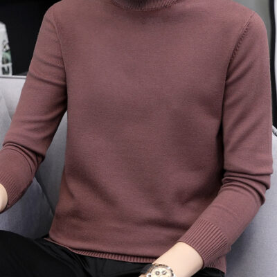 Áo Len Nửa Cao Cổ Nam Phong Cách Mùa Xuân Và Mùa Thu Dệt Kim Hàng Đầu Cổ Giữa Đáy Áo Len Áo Len Nam Cá Tính Hợp Thời Trang