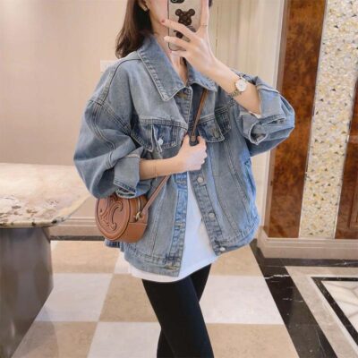 Áo khoác denim công cụ nữ xuân thu 2023 phiên bản Hàn Quốc mới thiết kế rời cảm giác thích hợp áo khoác hàng đầu