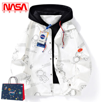 NASA GIỚI THIỆU hai chiếc áo khoác nam mùa xuân và mùa thu mới hợp thời trang ins áo khoác cặp đôi có mũ trùm đầu dành cho học sinh