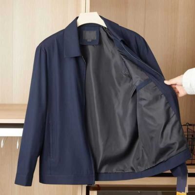 Bố Mùa Xuân Ve Áo Dây Kéo Áo Khoác Nam Trung Niên Và Người Cao Tuổi Mới Size Lớn Áo Khoác Mỏng Người Già Ông Nội Quần Áo Rộng