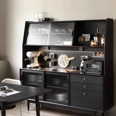 Phong Cách Retro Tủ Tủ Bếp Gỗ Tủ Bếp Một Tường Tủ Bếp Cao Cấp Tủ Rượu Tủ Chè Tủ đẹp Màu Đen Sang Trọng