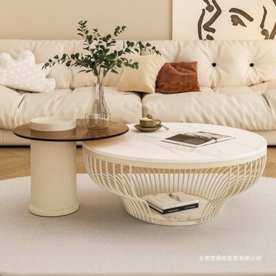 Nghệ Thuật Bàn Tròn Phòng Khách Nhà Đỏ Đơn Giản Hiện Đại Bắc Âu Kem Gió Bên Một Vài Căn Hộ Nhỏ Bàn Trà Tròn