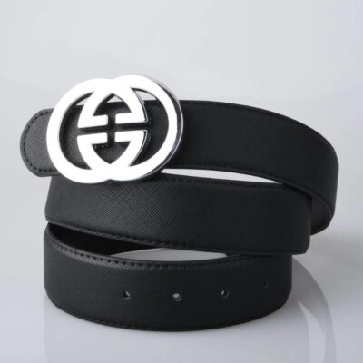 (Có thể gửi 1 cái) Thắt lưng nam đầu tròn họa tiết chữ thập khóa g da thật phiên bản Hàn Quốc đơn giản