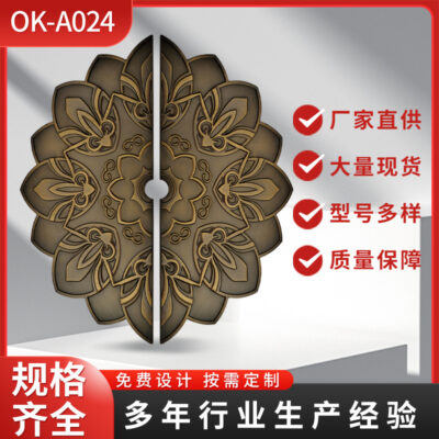 Biệt thự khách sạn cửa gỗ tay nắm cửa kính đồng retro cao cấp tay nắm cửa chạm khắc hình bán nguyệt tay nắm cửa bán buôn