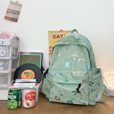 Ba lô học sinh in chữ Nhật Bản mới phù hợp với tất cả các trận đấu nhỏ tươi ba lô học sinh trung học cơ sở dễ thương đi học nữ
