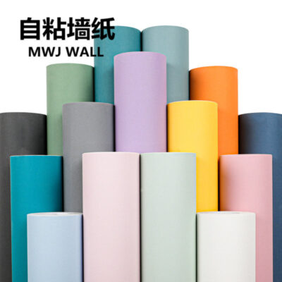 Tự dính giấy dán tường vải lanh hoa văn PVC màu Morandi Macaron phòng khách phòng ngủ ngoại thương dán tường giấy dán tường