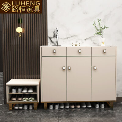 Đẹp sang trọng đơn giản tủ giày hiện đại thay đổi phân giày kết hợp căn hộ nhỏ phòng khách căn hộ khách sạn tất cả gỗ rắn tủ giày nghệ thuật