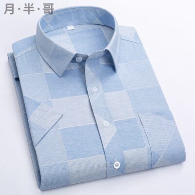 Mùa hè mới hoa ngắn tay áo sơ mi nam trung niên thời trang giản dị áo sơ mi vải lanh bố nửa tay rời không ủi