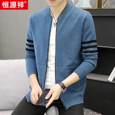 Hengyuanxiang Áo Khoác Cardigan Dệt Kim Nam Mùa Xuân 2023 Thương Hiệu Hợp Thời Trang Mới Đồng Phục Bóng Chày Xuân Thu Áo Len Cardigan Áo Khoác Ngoài Nam