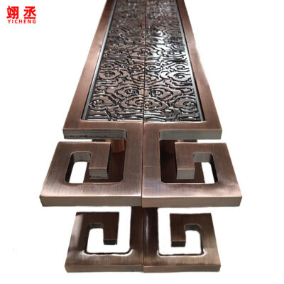 Tay nắm hiện đại Châu Âu. Tay nắm cửa Xiangyun cổ chạm khắc. Cửa kính. Tay nắm cửa gỗ