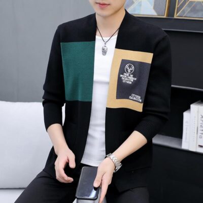 Mùa xuân và mùa thu 2022 Cardigan dệt kim giản dị cho nam đẹp trai cổ áo bóng chày Áo len màu trơn Áo khoác thêu hợp thời trang dành cho người trung tuổi và trẻ trung