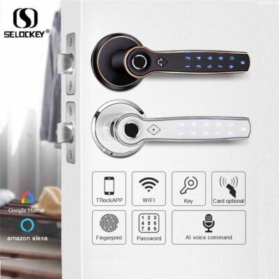 Kho hàng ở nước ngoài gửi khóa kết hợp khóa cửa thông minh TTlock khóa chia hình cầu khóa vân tay trong nhà khóa im lặng