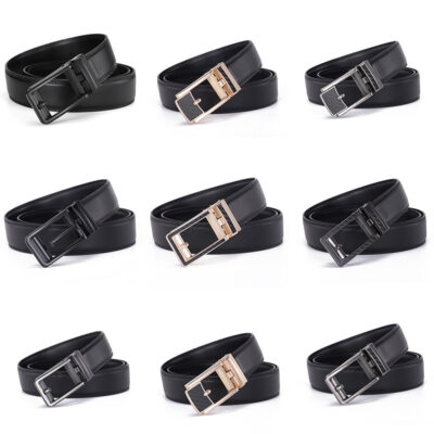 Các nhà sản xuất bán buôn da bò thật thắt lưng nam khóa tự động kinh doanh thắt lưng nam quần một mảnh dropshipping