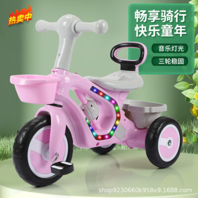 Xe ba bánh trẻ em đi xe đạp nhạc nhẹ khuyến mãi giỏ lưu trữ nhà máy sản xuất xe đạp trẻ sơ sinh mới